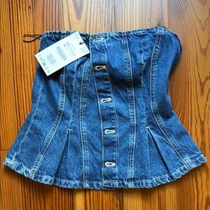 Zara Denim Blue Corset Blouse